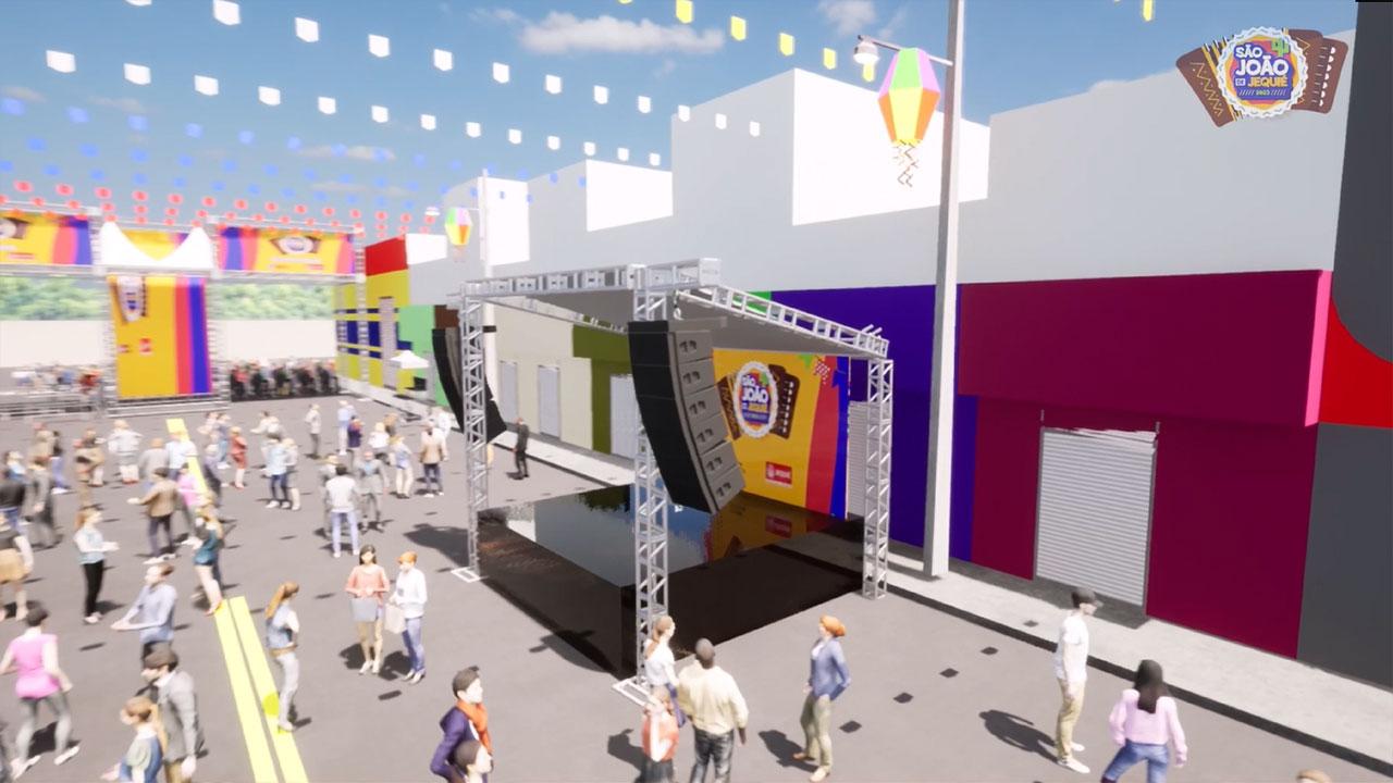 PREFEITURA DE JEQUIÉ PREPARA PARA RUA FÉLIX GASPAR A ESTRUTURA DA ÁREA DE ALIMENTAÇÃO E BEBIDAS DO CIRCUITO DO SÃO JOÃO