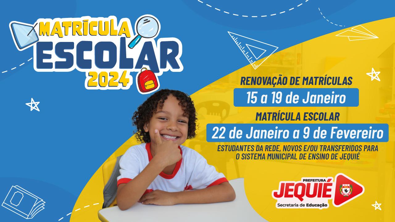 PREFEITURA DE JEQUIÉ INICIA PERÍODO DE RENOVAÇÃO DA MATRÍCULA DOS ALUNOS DO SISTEMA MUNICIPAL DE ENSINO