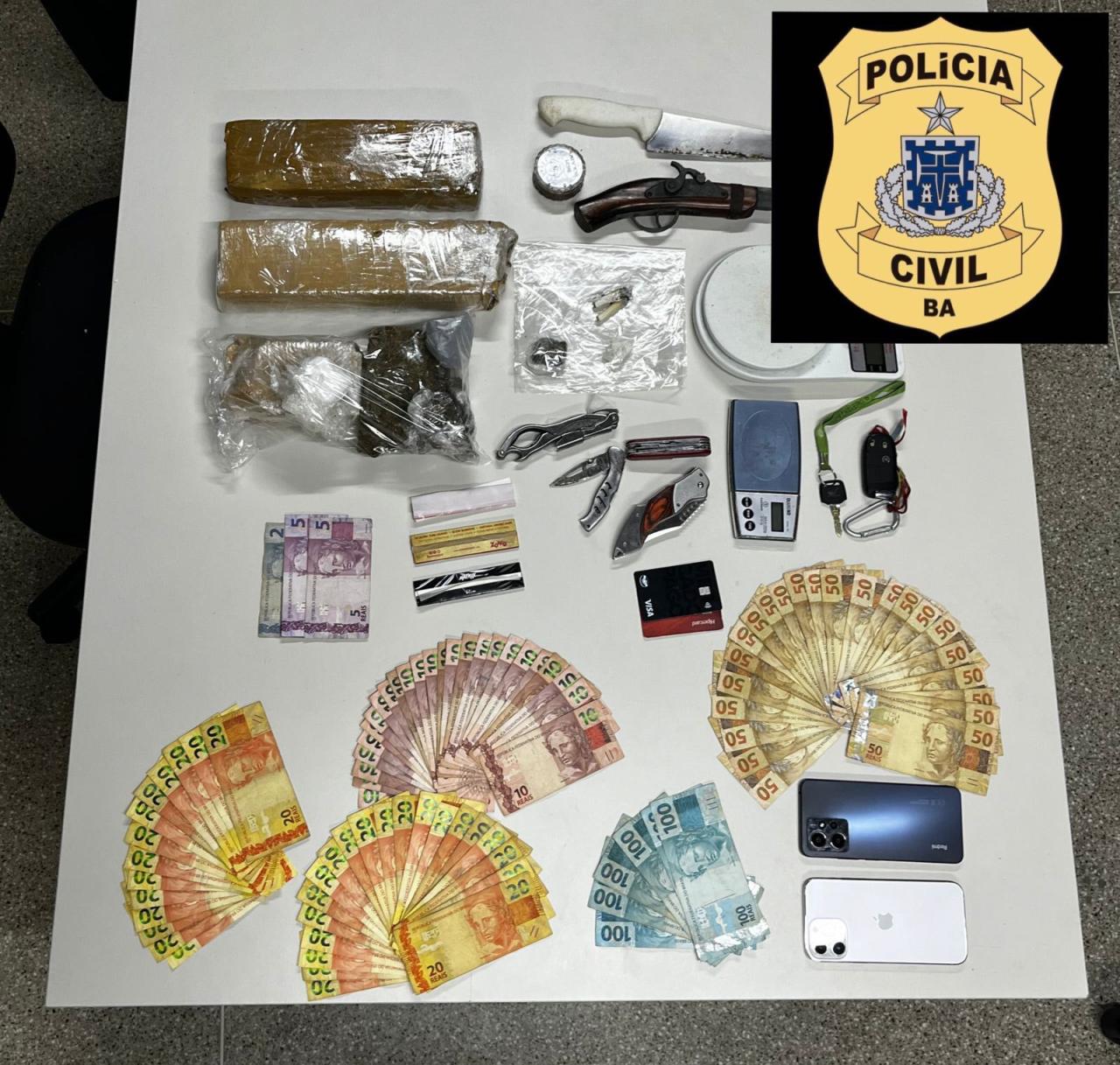 TRAFICANTE É PRESO EM JAGUAQUARA COM COCAÍNA E MACONHA