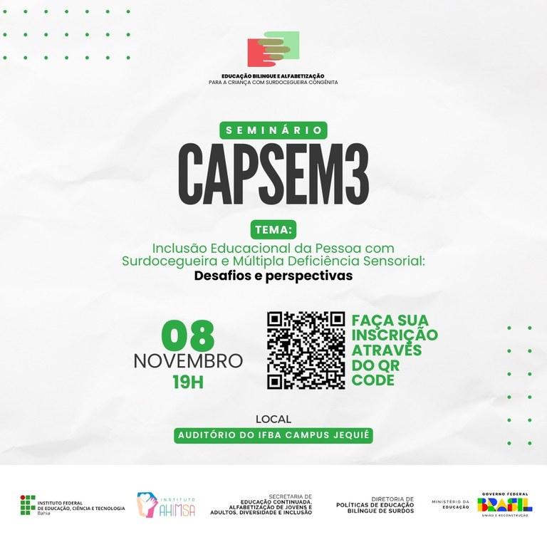 SEMINÁRIO SOBRE INCLUSÃO EDUCACIONAL DA PESSOA COM SURDOCEGUEIRA E MÚLTIPLA DEFICIÊNCIA SENSORIAL NO IFBA JEQUIÉ
