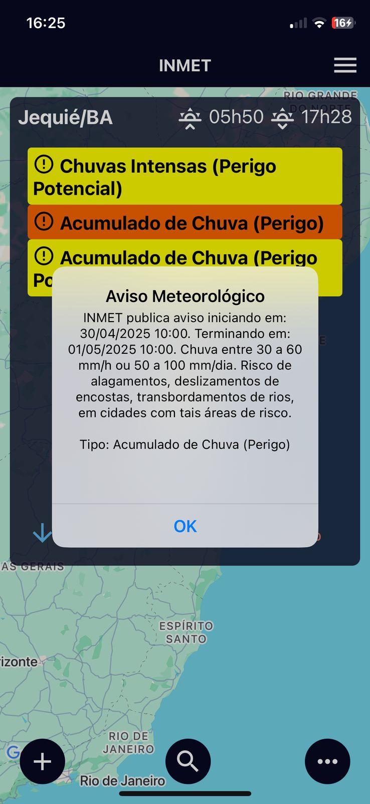 INMET EMITE ALERTA LARANJA PARA JEQUIÉ A PARTIR DESTA QUARTA-FEIRA, 30 DE ABRIL