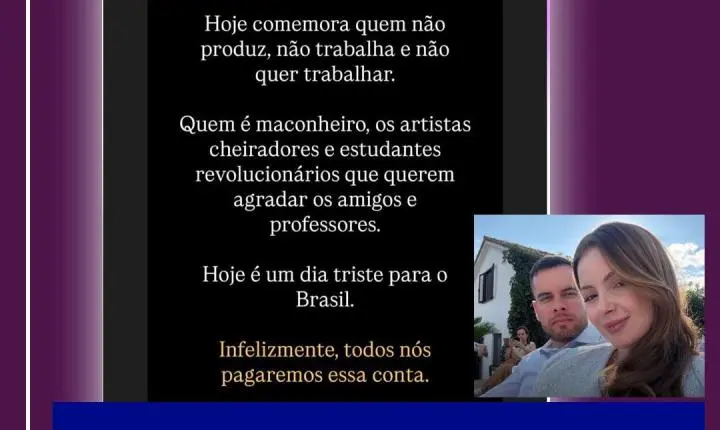 PRIMEIRA DAMA DE JEQUIÉ COMPARTILHA POST QUE CHAMA ELEITORES DE LULA DE MACONHEIROS, CHEIRADORES E VAGABUNDOS 